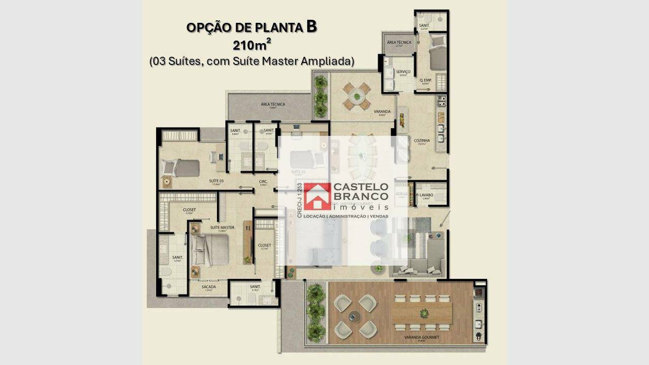 Apartamento à venda com 3 quartos, 210m² - Foto 10