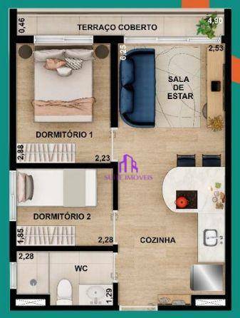 Apartamento à venda com 2 quartos, 36m² - Foto 3