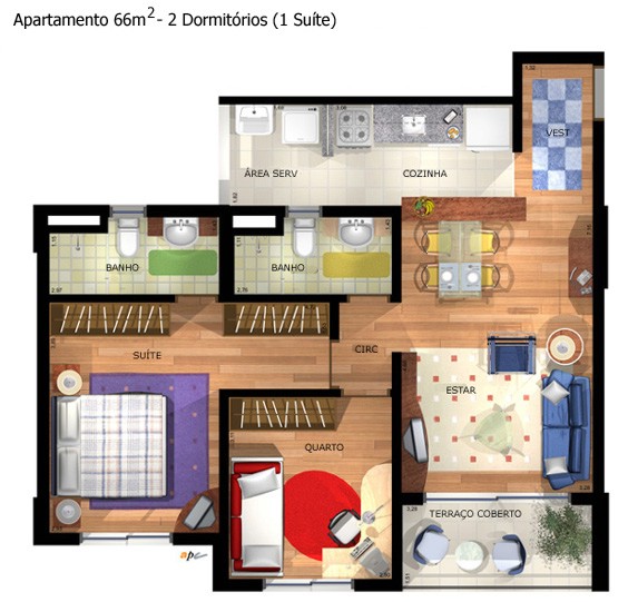 Apartamento à venda com 2 quartos, 66m² - Foto 4