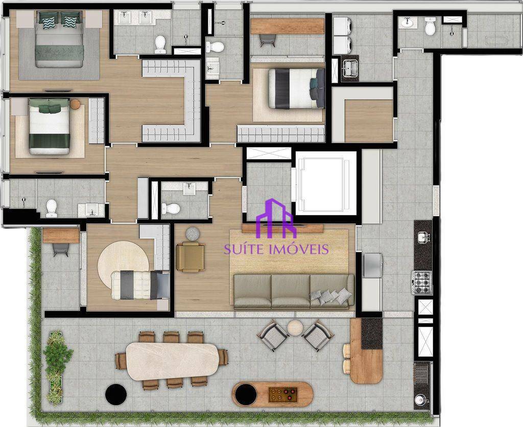 Apartamento à venda com 4 quartos, 194m² - Foto 4