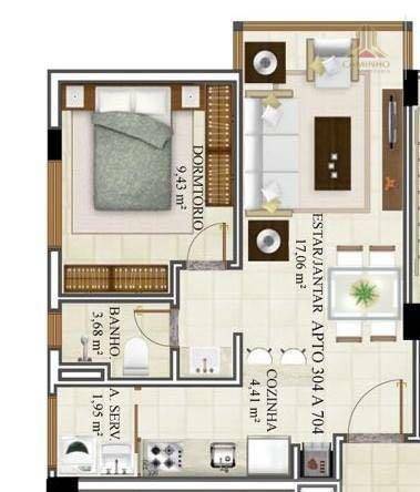 Apartamento à venda com 1 quarto, 43m² - Foto 4