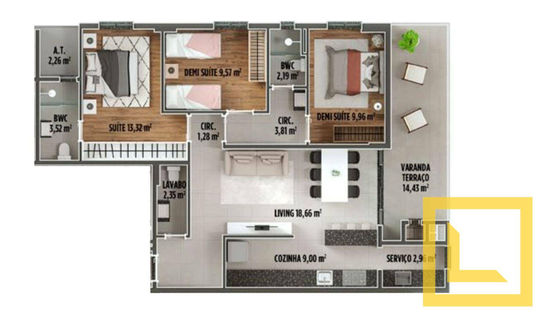 Apartamento à venda com 3 quartos, 112m² - Foto 2