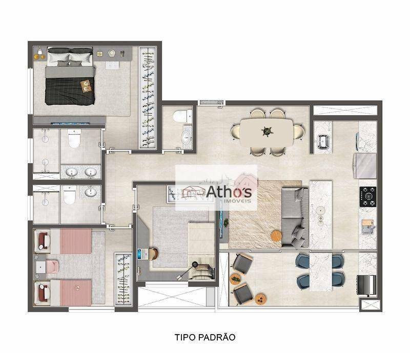 Apartamento à venda com 3 quartos, 87m² - Foto 2