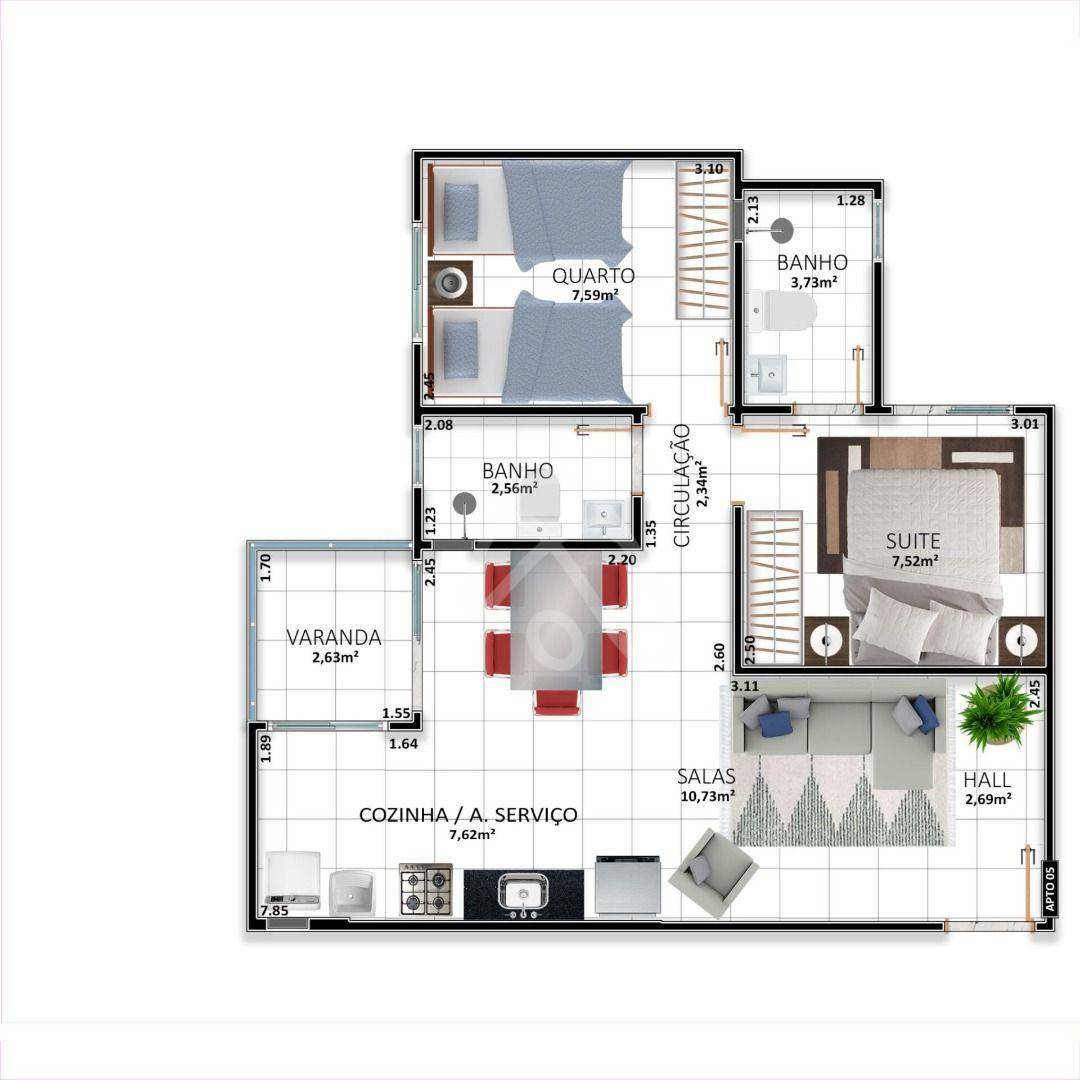 Apartamento à venda com 2 quartos, 55m² - Foto 5