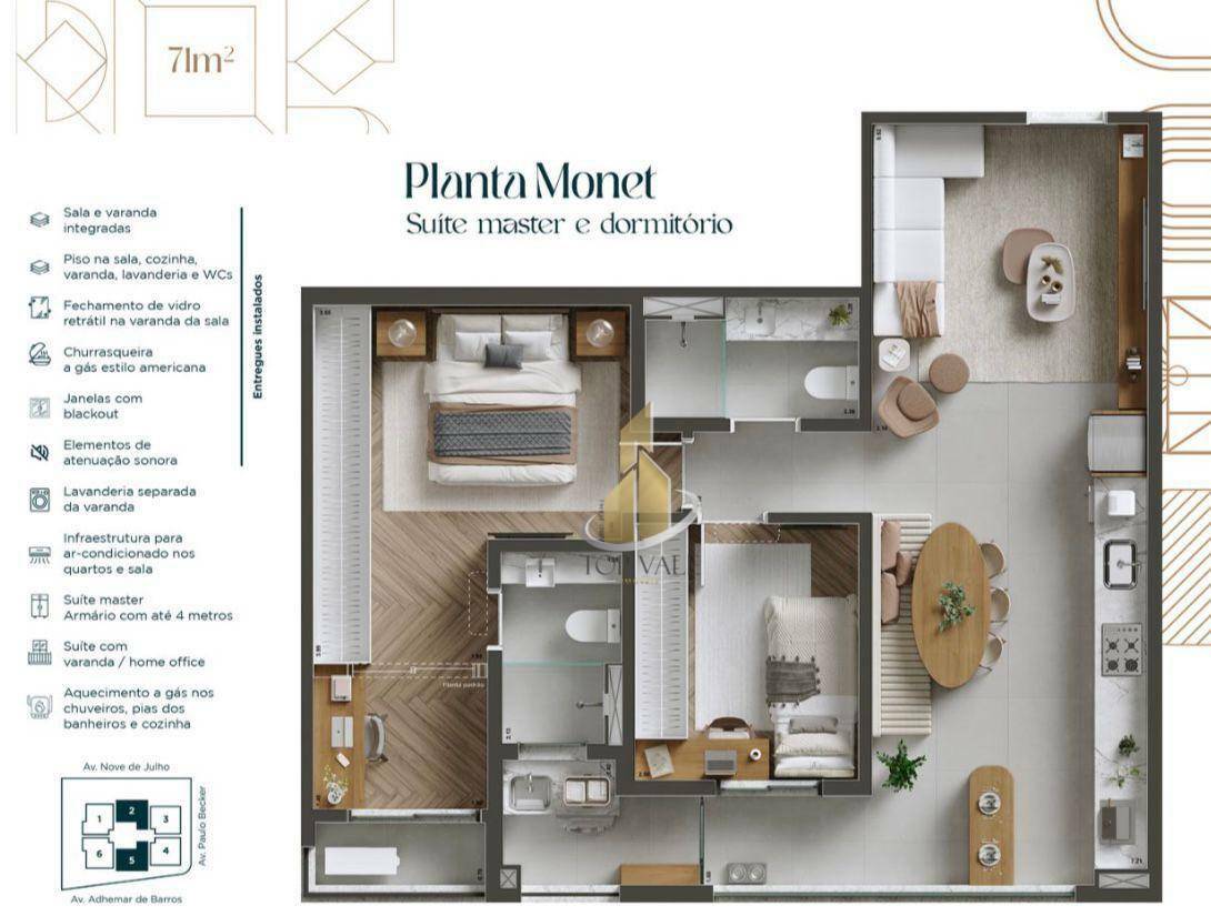 Apartamento à venda com 2 quartos, 71m² - Foto 2