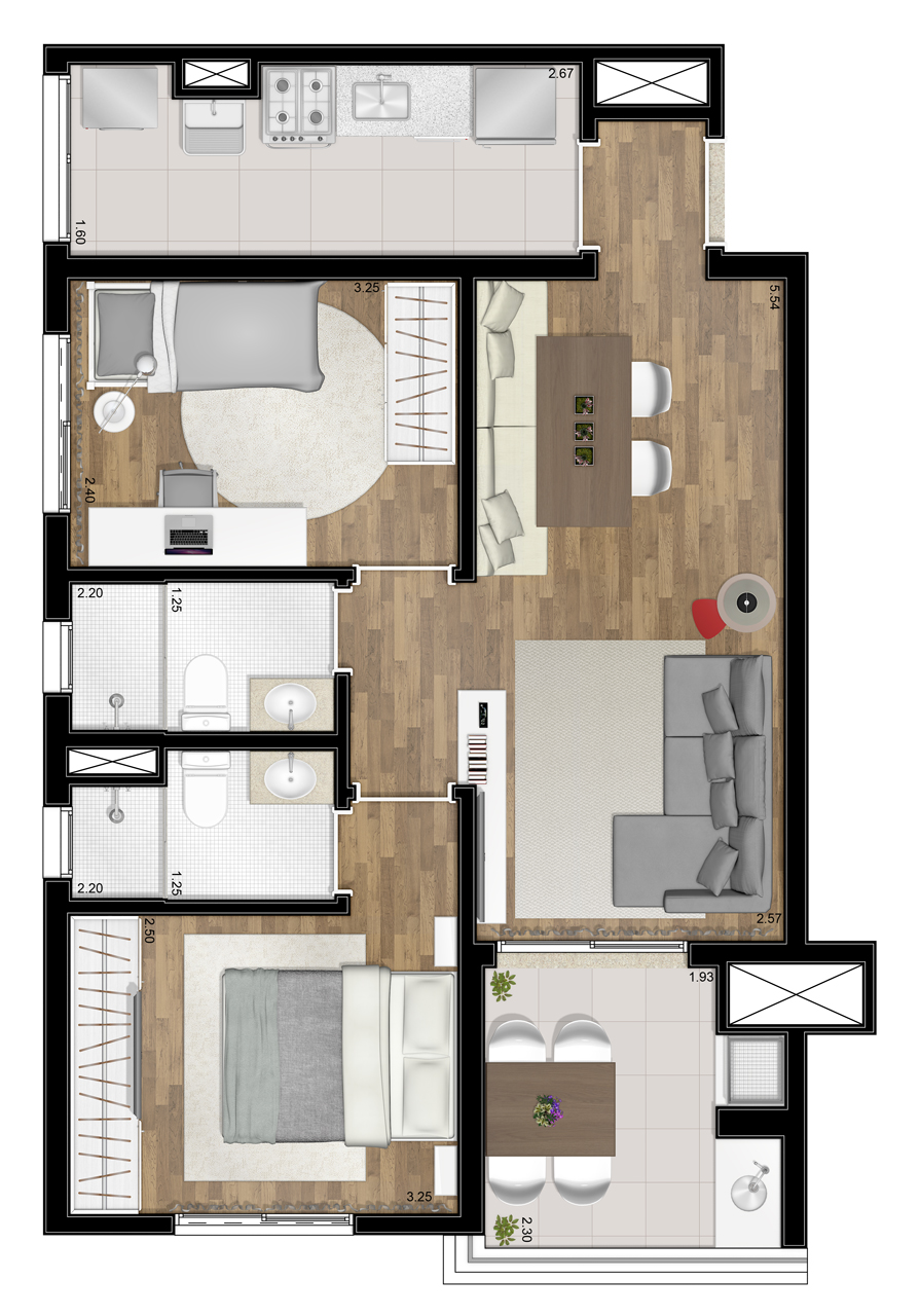 Apartamento à venda com 2 quartos, 62m² - Foto 2