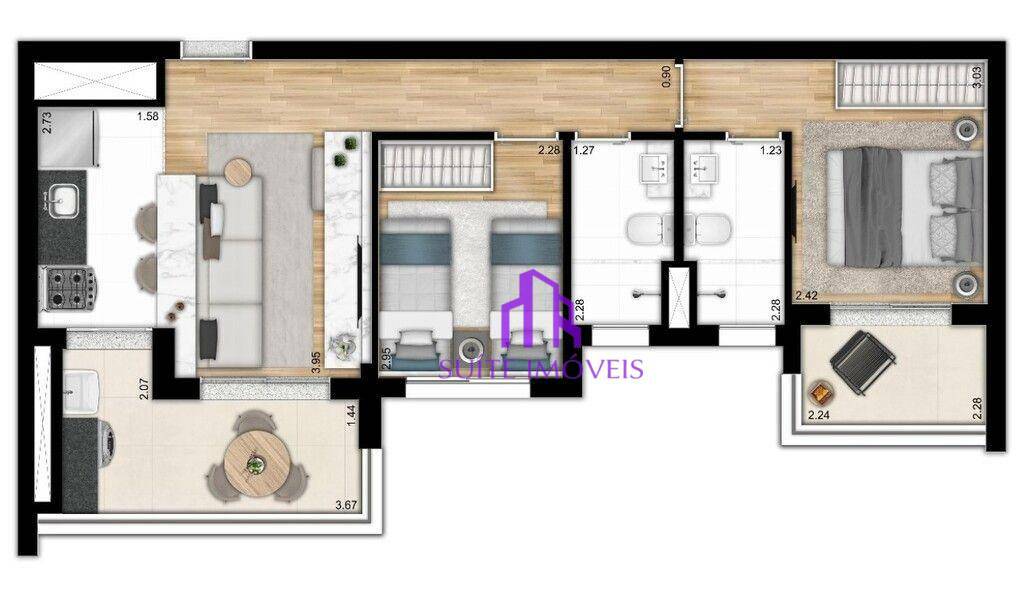 Apartamento à venda com 2 quartos, 60m² - Foto 2