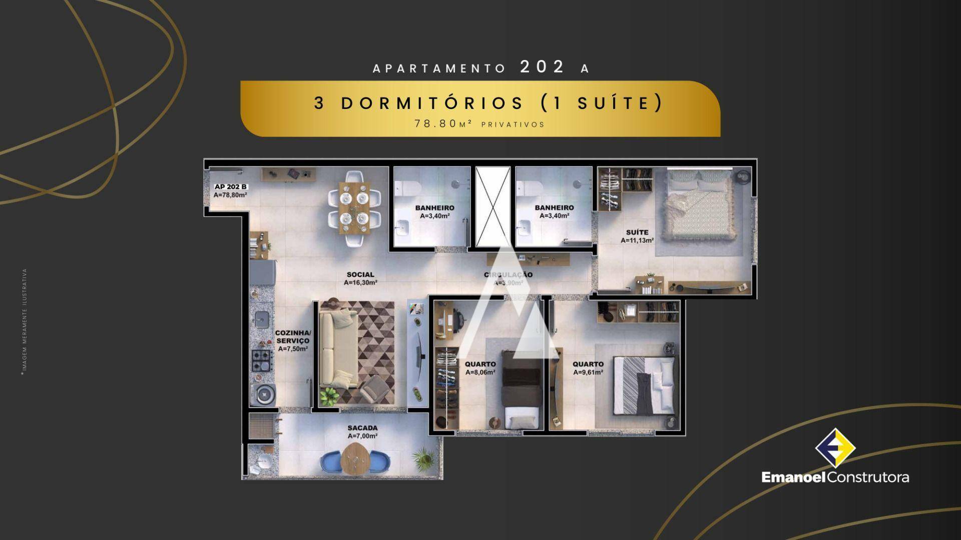 Apartamento à venda com 3 quartos, 80m² - Foto 4