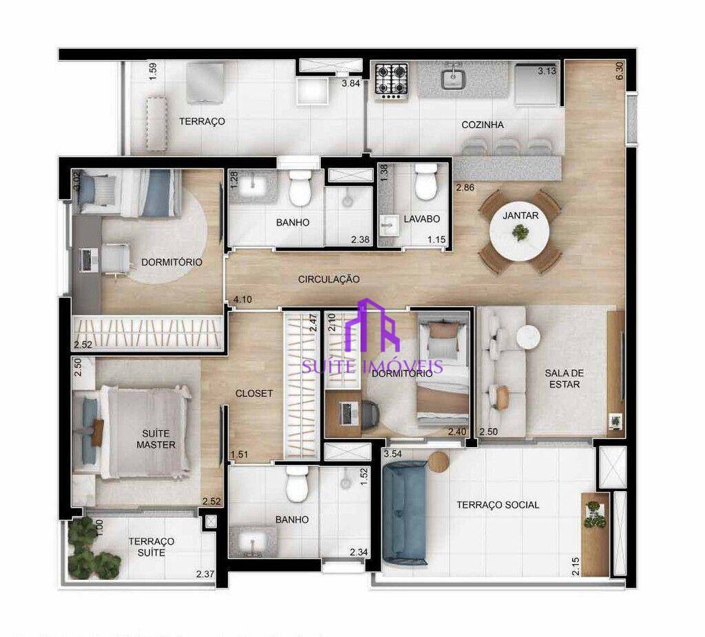 Apartamento à venda com 3 quartos, 80m² - Foto 3