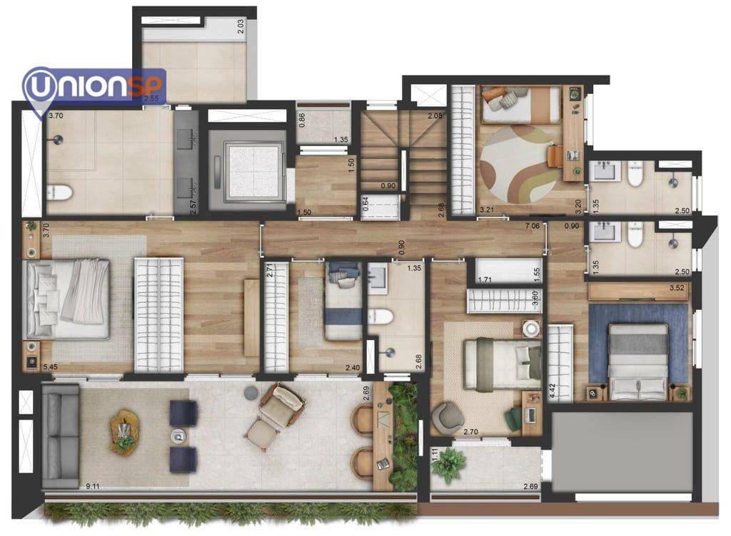 Apartamento à venda com 2 quartos, 127m² - Foto 3