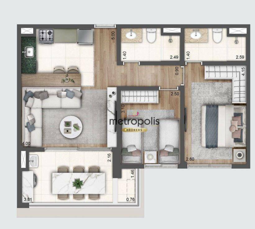 Apartamento à venda com 2 quartos, 65m² - Foto 3