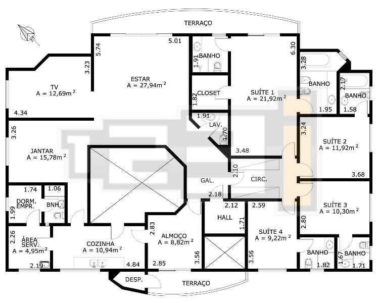 Apartamento à venda com 4 quartos, 247m² - Foto 4