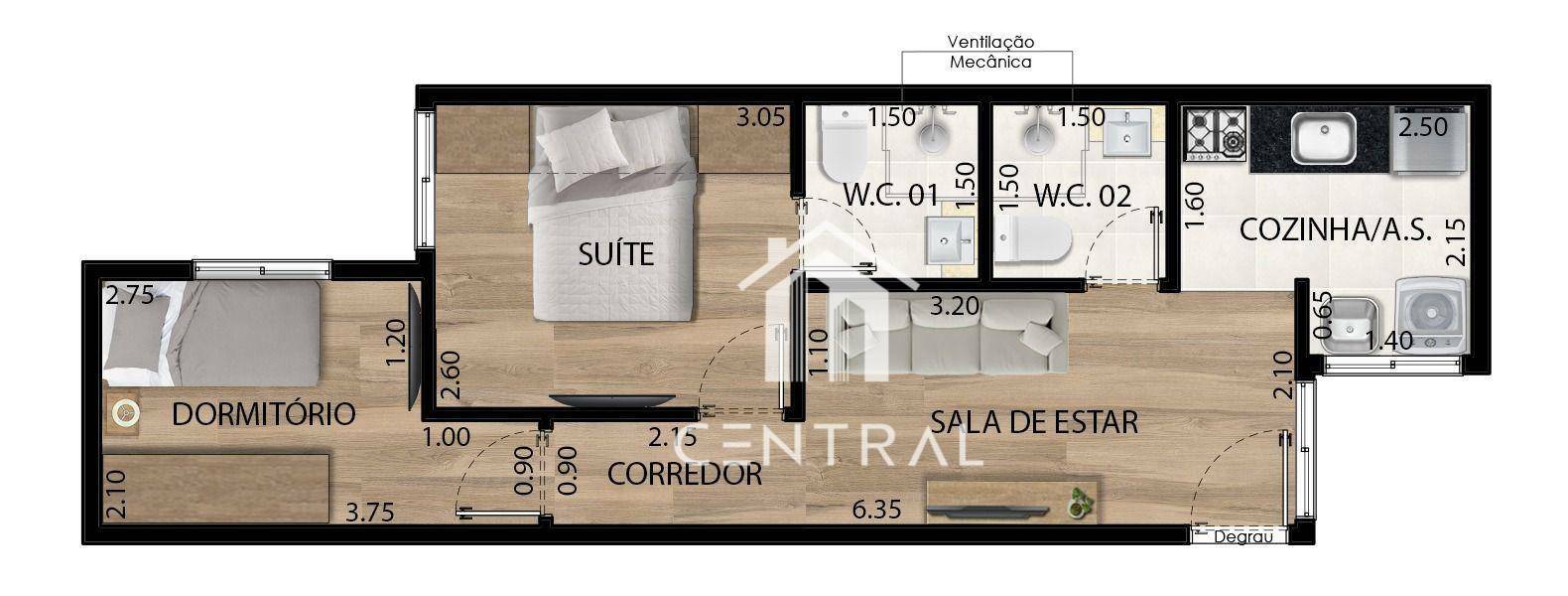 Apartamento à venda com 2 quartos, 40m² - Foto 2