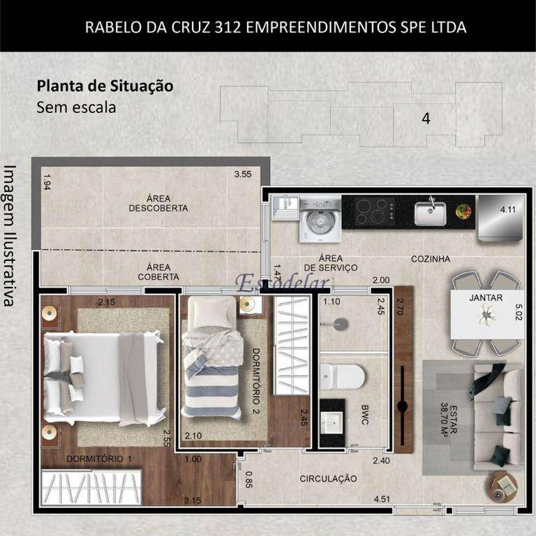 Apartamento à venda com 2 quartos, 45m² - Foto 3