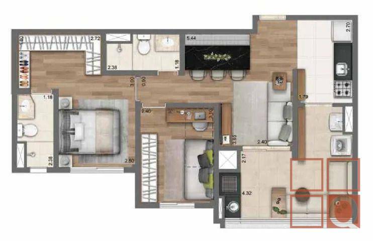 Apartamento à venda com 2 quartos, 62m² - Foto 6