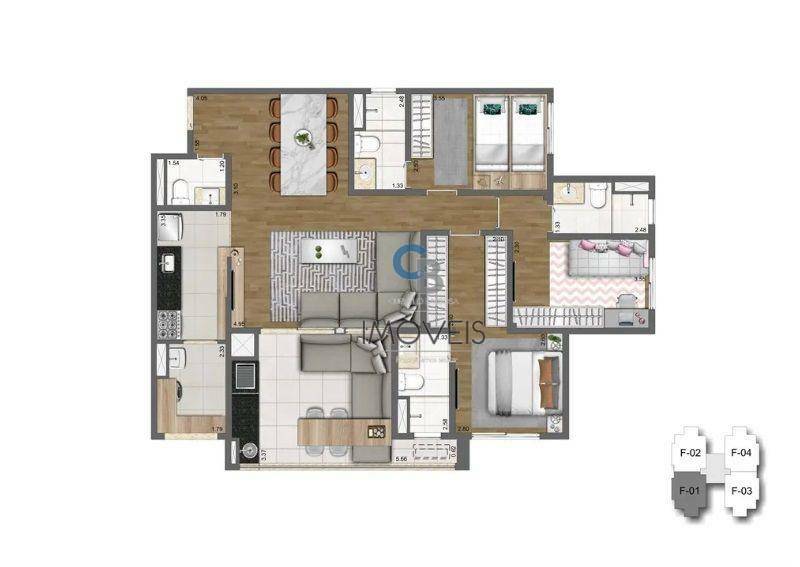 Apartamento à venda com 3 quartos, 109m² - Foto 3