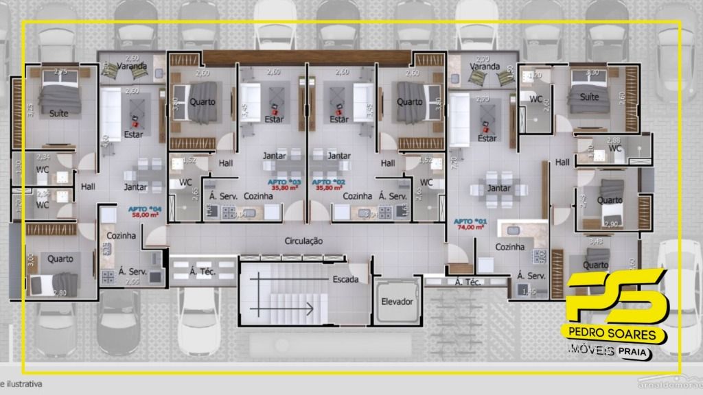 Apartamento à venda com 3 quartos, 74m² - Foto 7