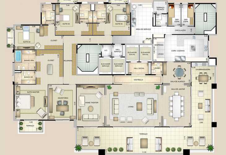 Apartamento à venda com 4 quartos, 538m² - Foto 3