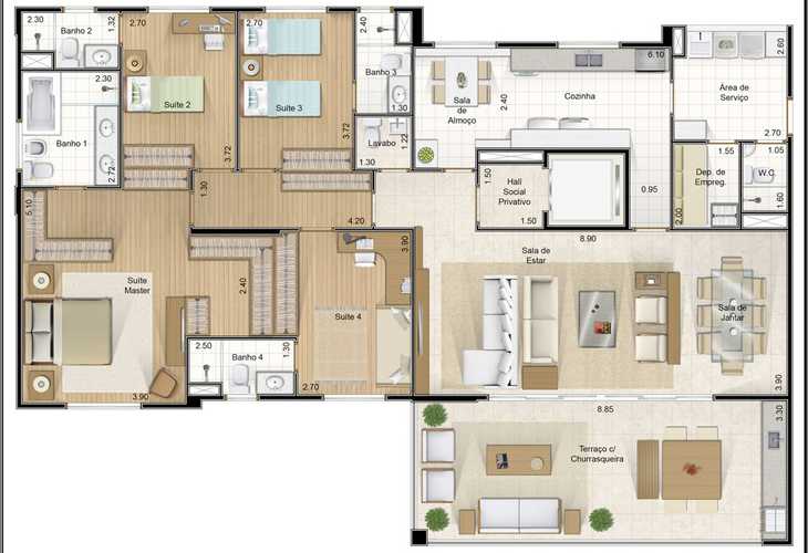 Apartamento à venda com 4 quartos, 202m² - Foto 7