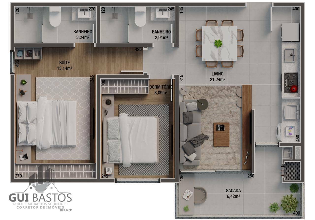 Apartamento à venda com 1 quarto, 64m² - Foto 3