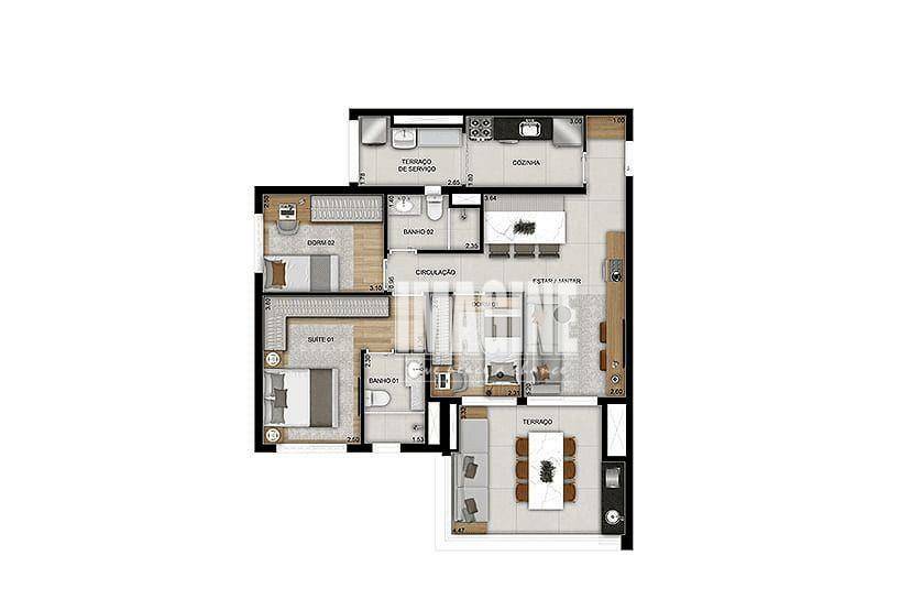 Apartamento à venda com 3 quartos, 90m² - Foto 1