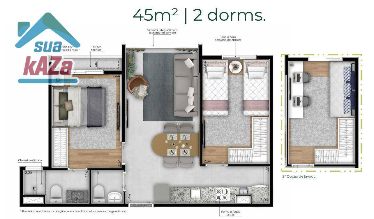 Apartamento à venda com 2 quartos, 44m² - Foto 2