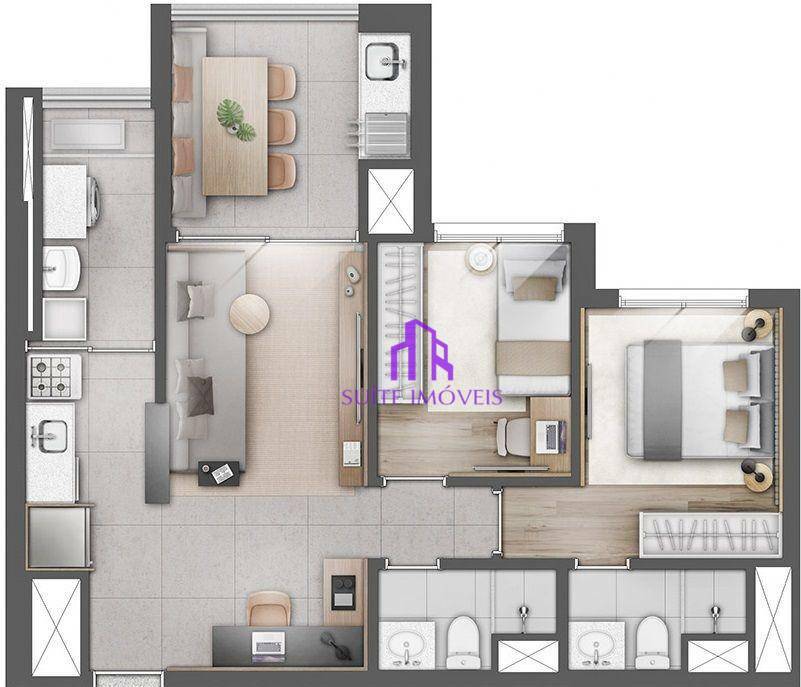 Apartamento à venda com 2 quartos, 61m² - Foto 6