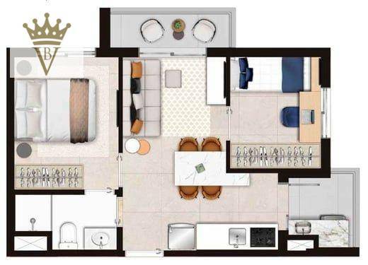 Apartamento à venda com 2 quartos, 40m² - Foto 2