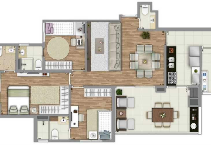 Apartamento à venda com 3 quartos, 216m² - Foto 2