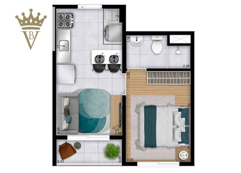 Apartamento à venda com 1 quarto, 26m² - Foto 2