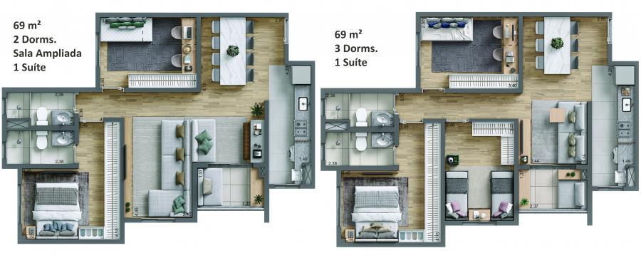 Apartamento à venda com 2 quartos, 51m² - Foto 3