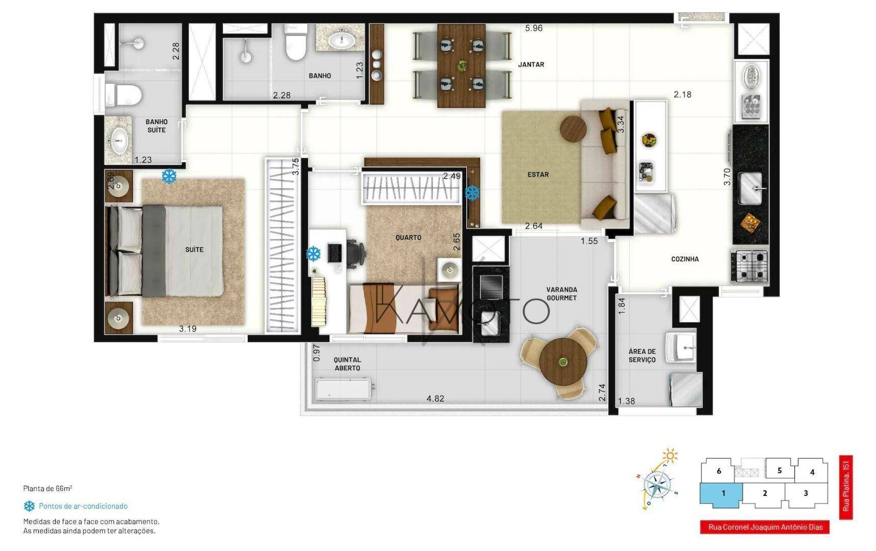 Apartamento à venda com 2 quartos, 66m² - Foto 2