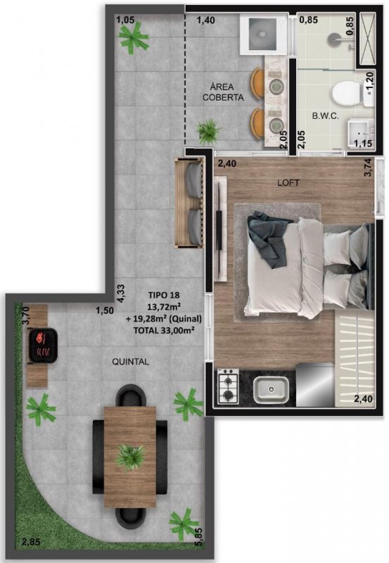 Apartamento à venda com 1 quarto, 20m² - Foto 8