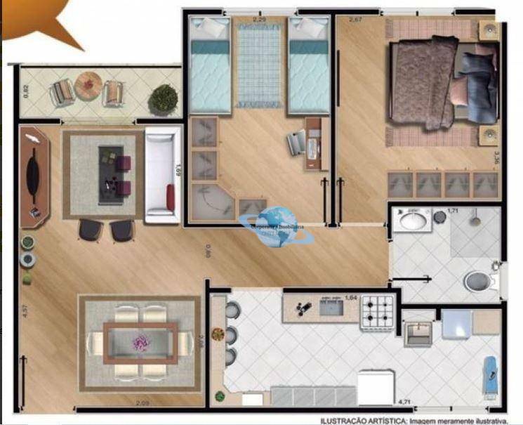 Apartamento à venda com 2 quartos, 54m² - Foto 2