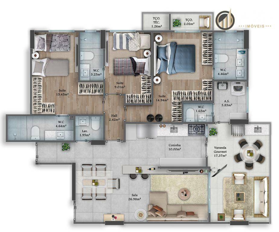 Apartamento à venda com 3 quartos, 127m² - Foto 79