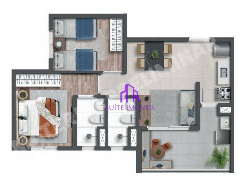 Apartamento à venda com 2 quartos, 47m² - Foto 1