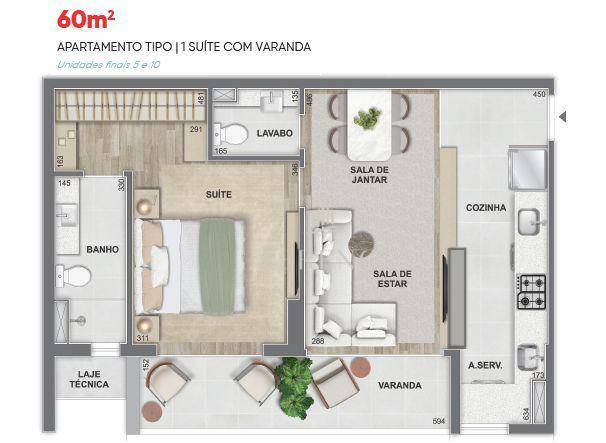 Apartamento, 1 quarto, 60 m² - Foto 3