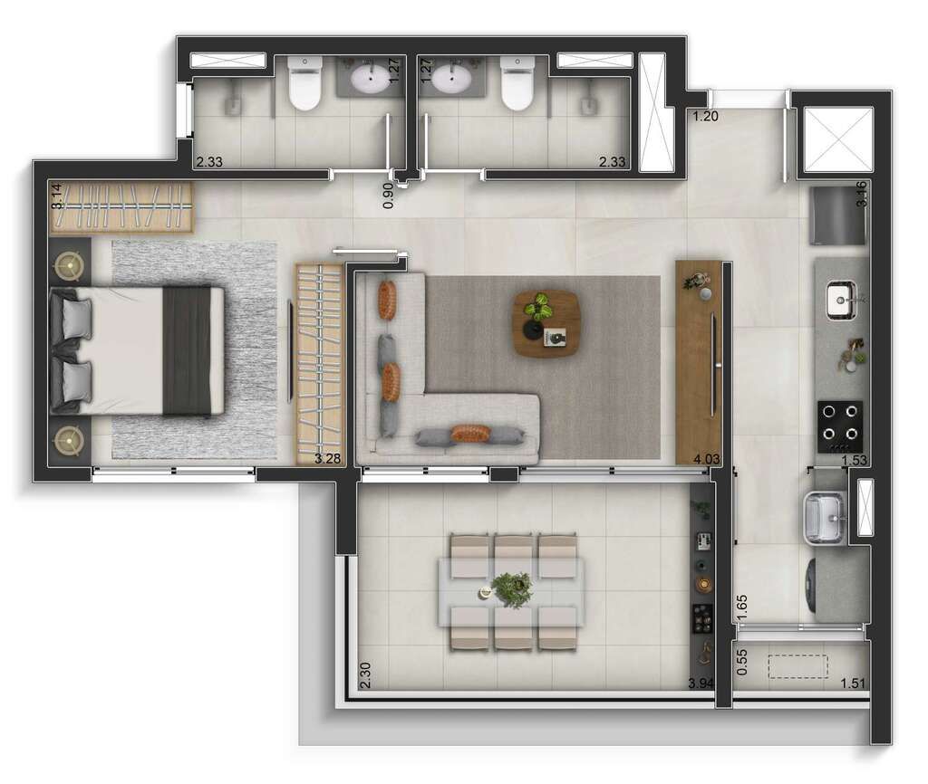 Apartamento à venda com 2 quartos, 56m² - Foto 1