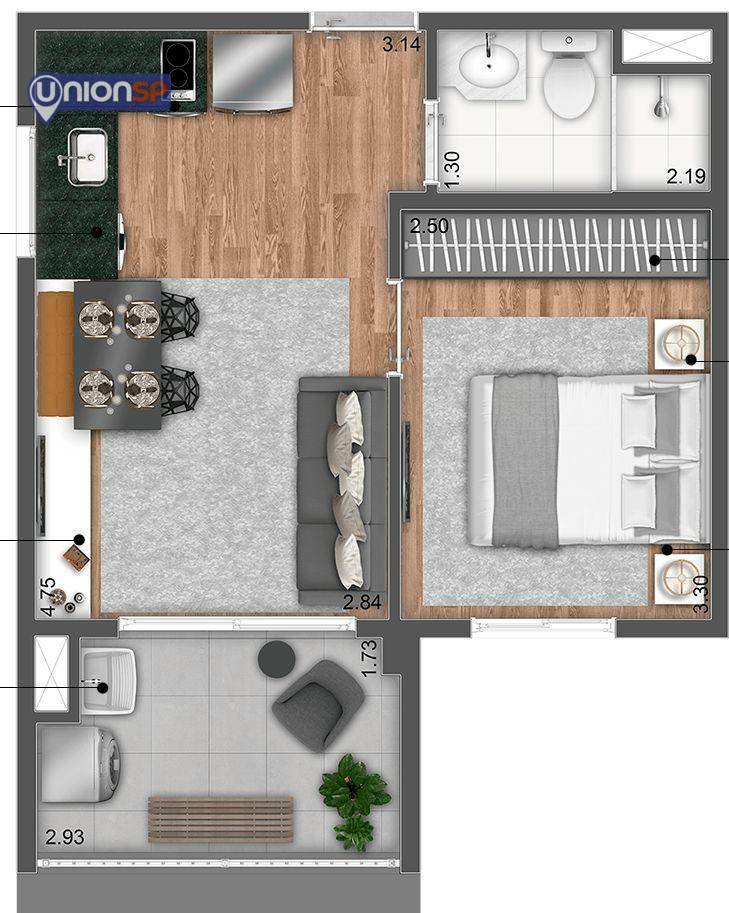 Apartamento à venda com 1 quarto, 34m² - Foto 6