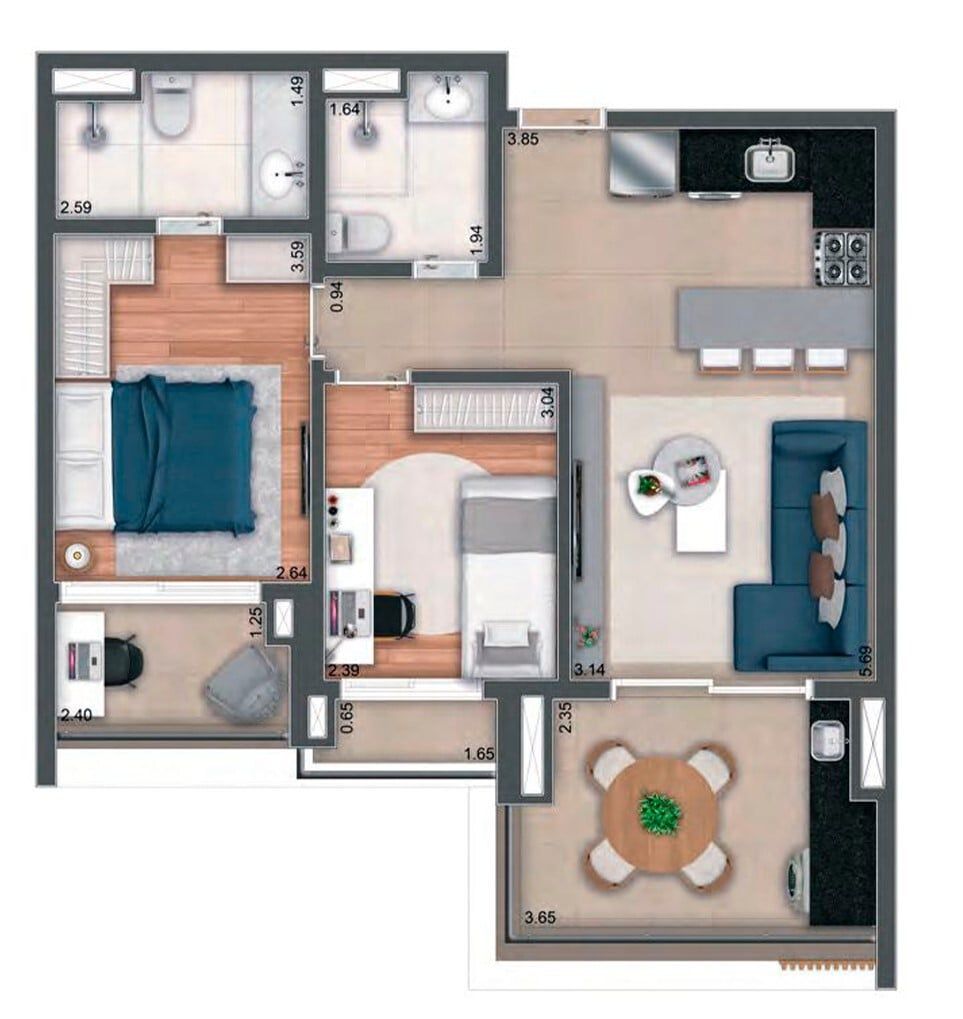 Apartamento à venda com 2 quartos, 69m² - Foto 6