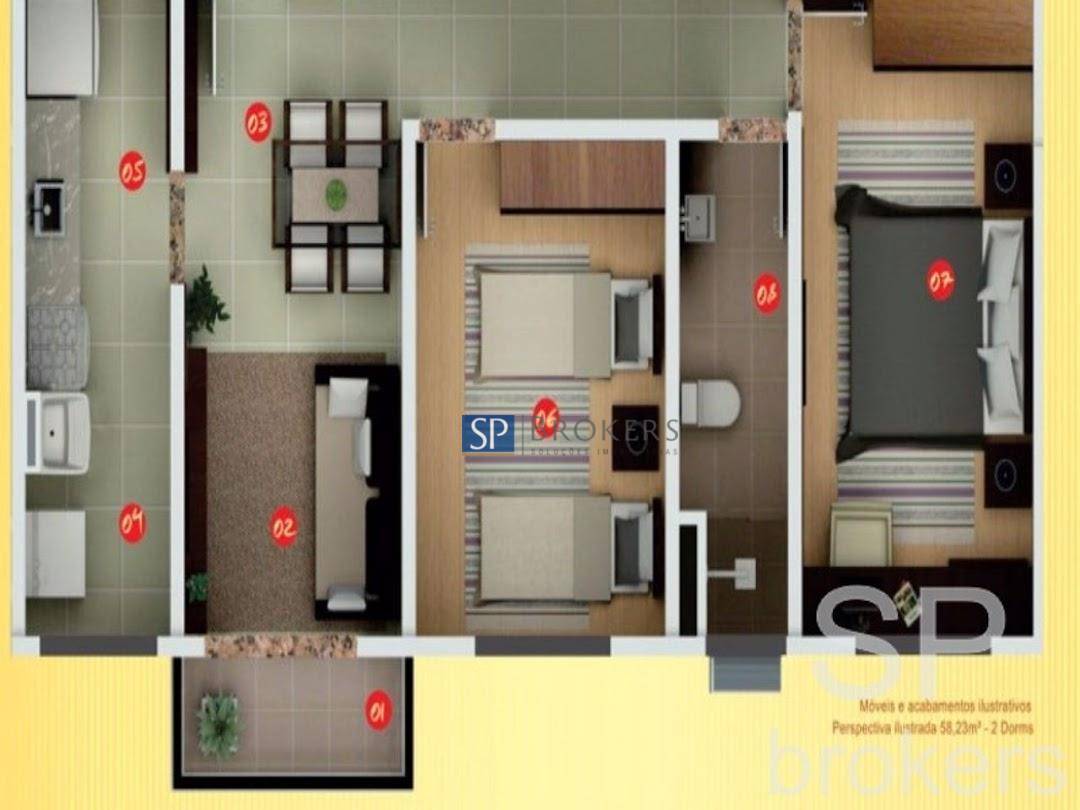 Apartamento à venda com 2 quartos, 58m² - Foto 2