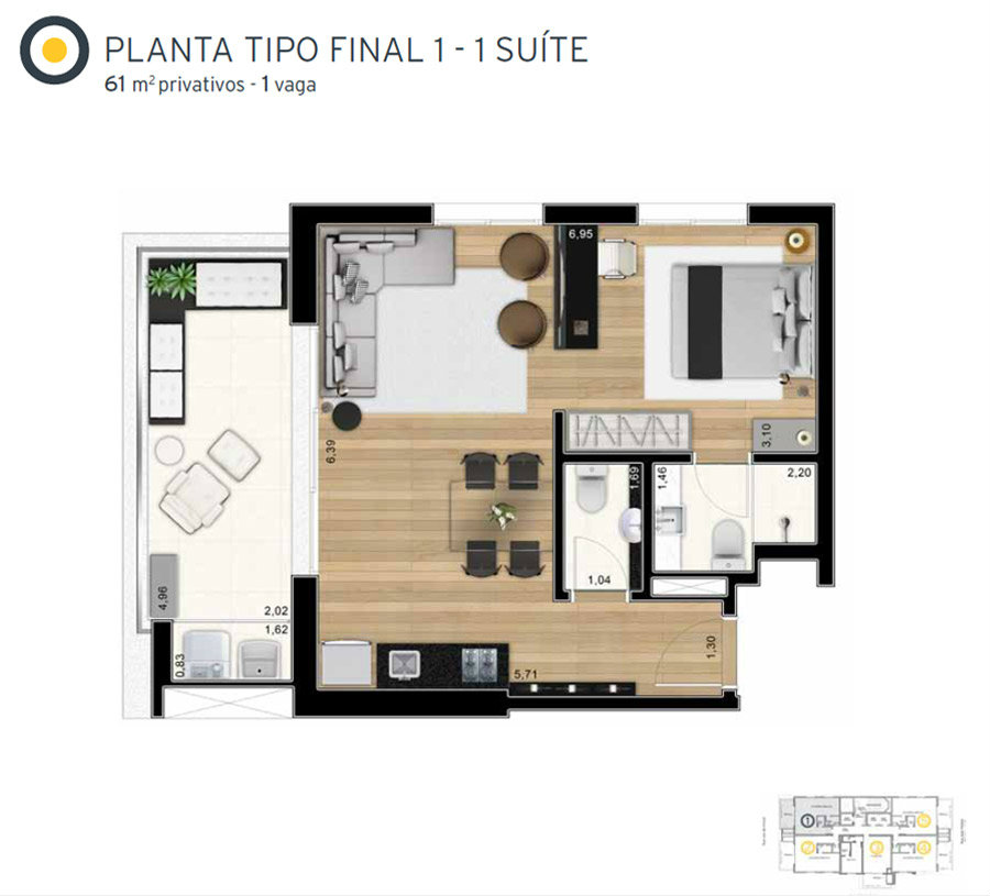 Apartamento à venda com 1 quarto, 61m² - Foto 10