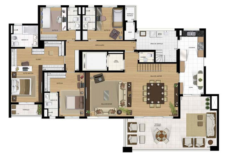 Apartamento à venda com 4 quartos, 237m² - Foto 4