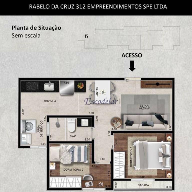 Apartamento à venda com 2 quartos, 43m² - Foto 7