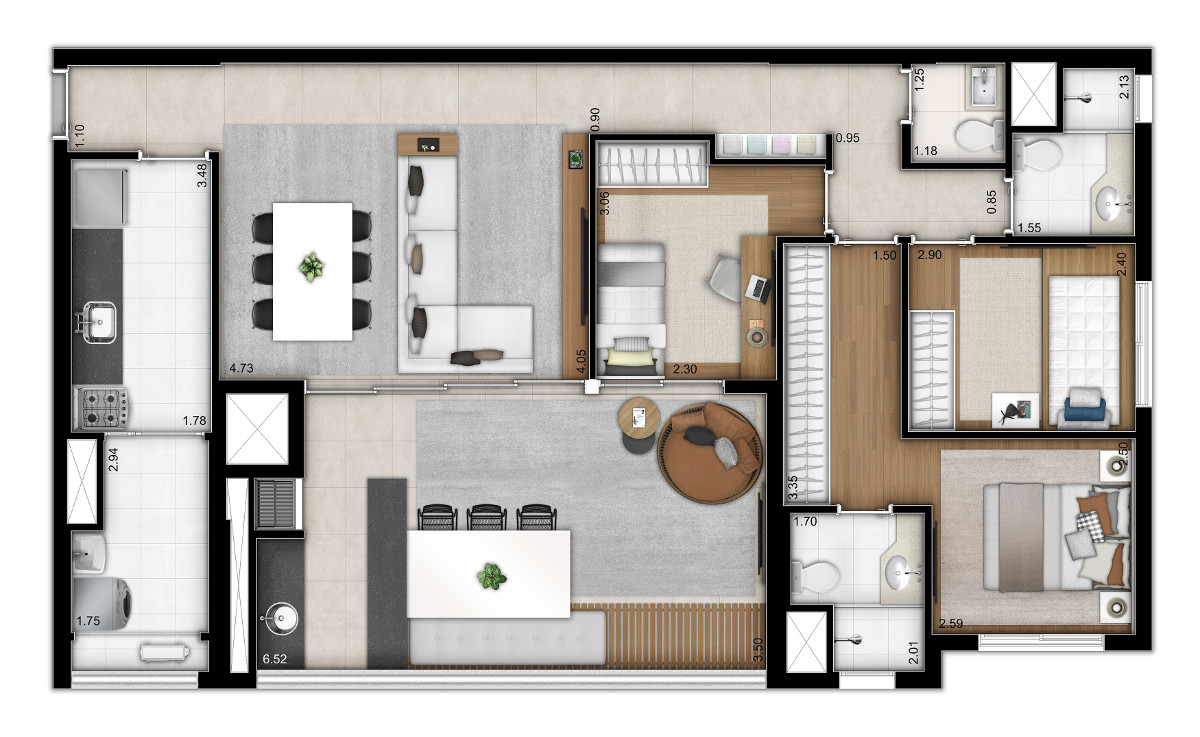 Apartamento à venda com 3 quartos, 111m² - Foto 2