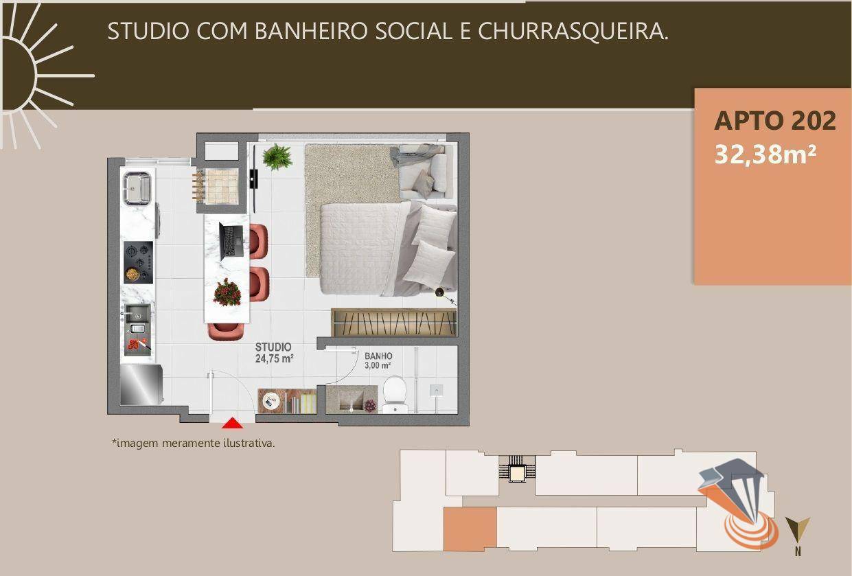 Kitnet e Studio à venda com 1 quarto, 32m² - Foto 4