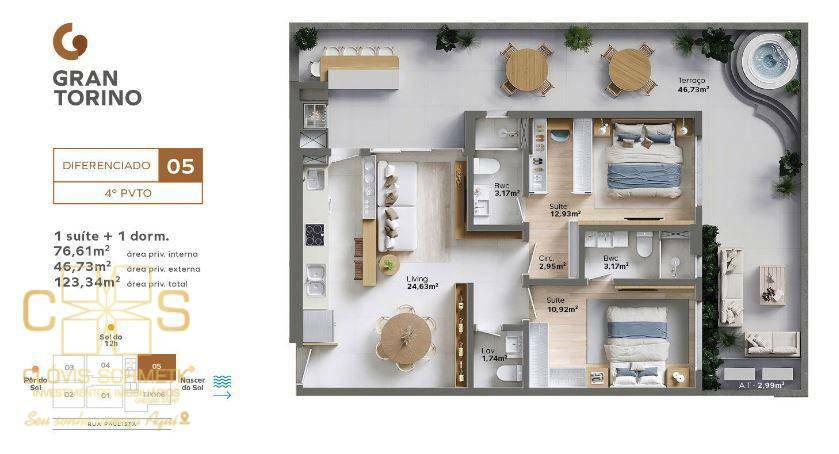 Apartamento à venda com 1 quarto, 77m² - Foto 22