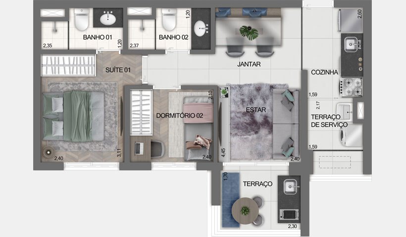 Apartamento à venda com 2 quartos, 51m² - Foto 5