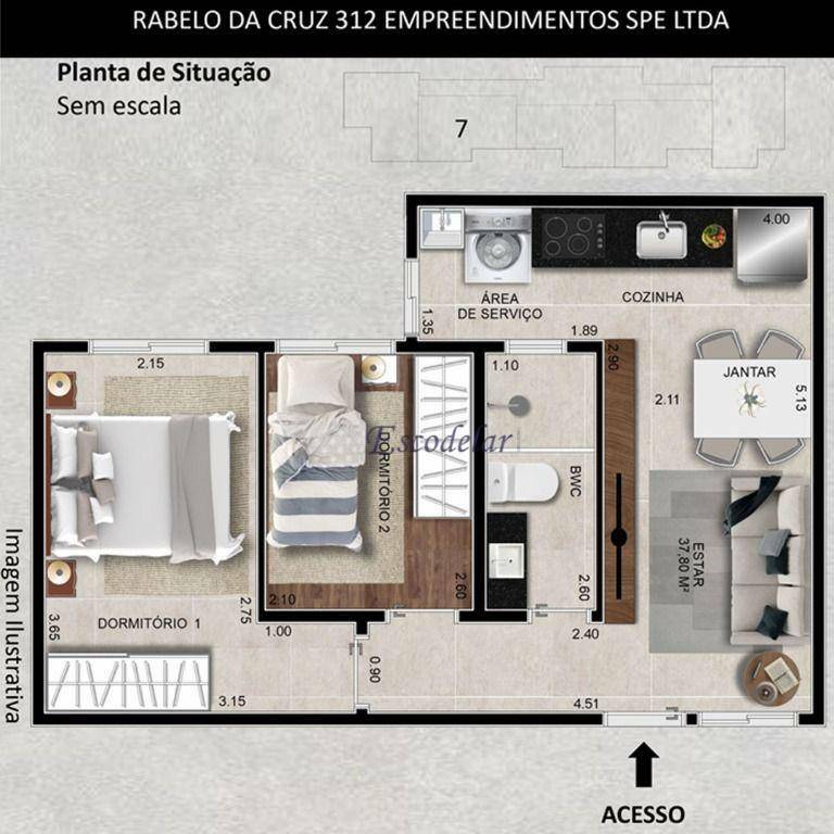 Apartamento à venda com 2 quartos, 45m² - Foto 6