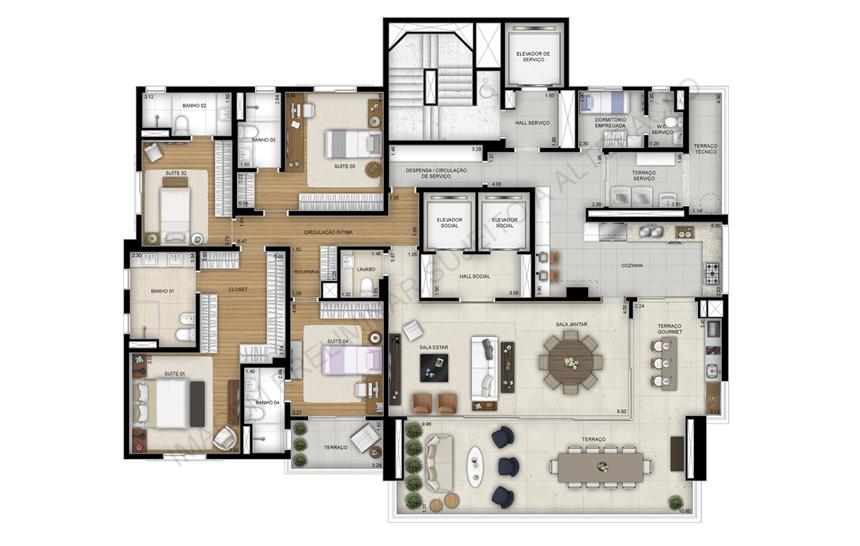 Apartamento à venda com 4 quartos, 287m² - Foto 8